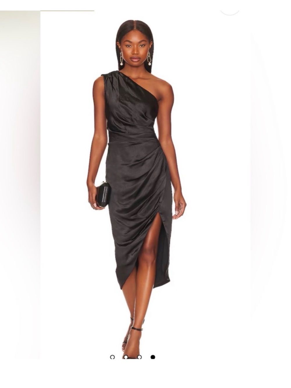 Elliatt Cassini Elegant Black Satin‎ Cocktail/Party One Shoulder Dress- large